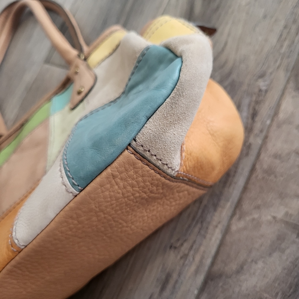 Fossil Camel Suede & Leather/ Multi Color Patchwo… - image 4